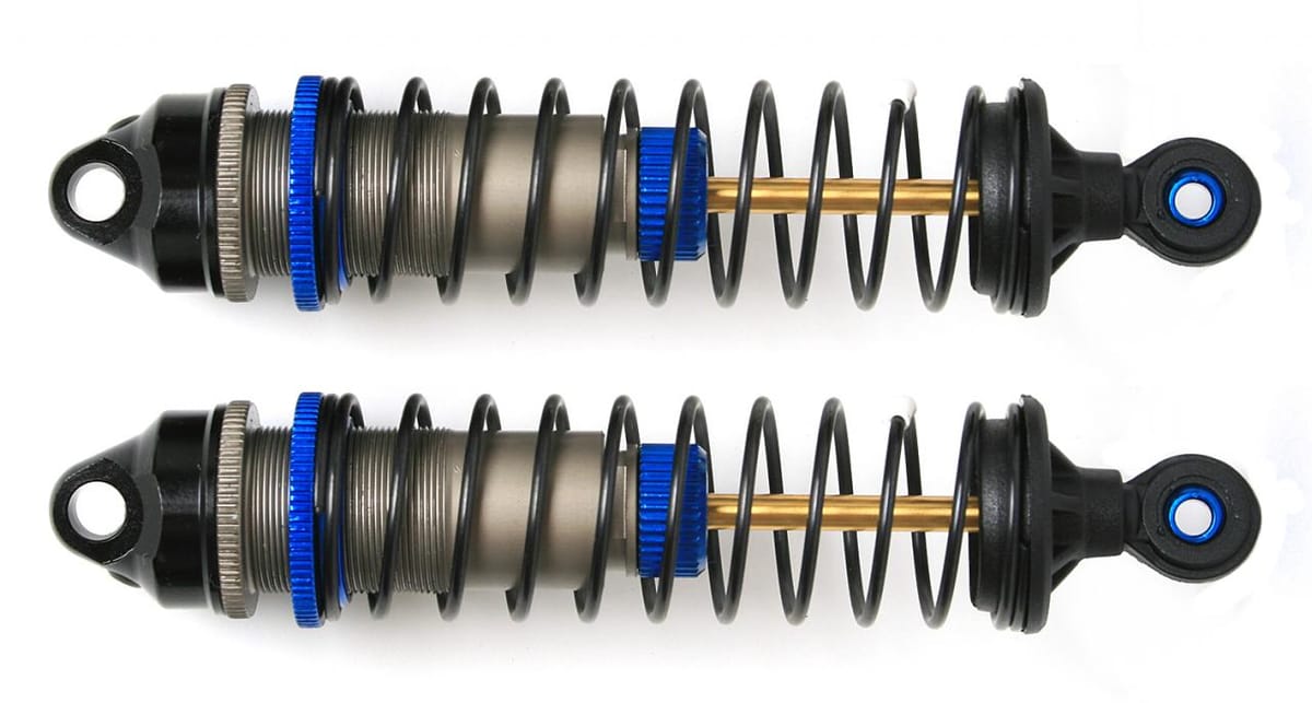 Pair of assembled RC off-road shock absorbers